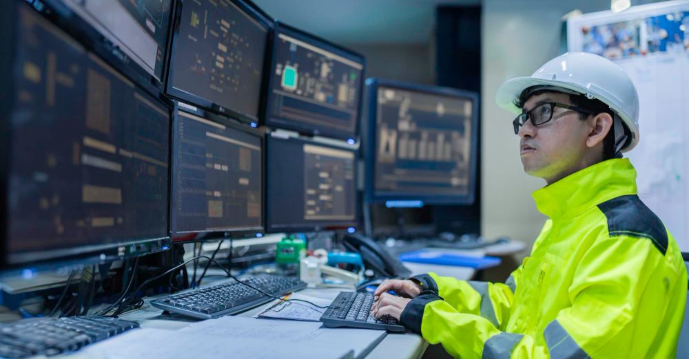 Engineer reviewing inspection data for AOI programming and recipe validation