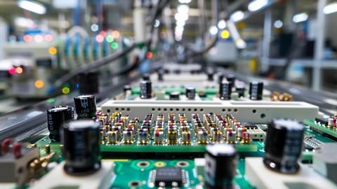 PCB moving through an automated optical inspection production line