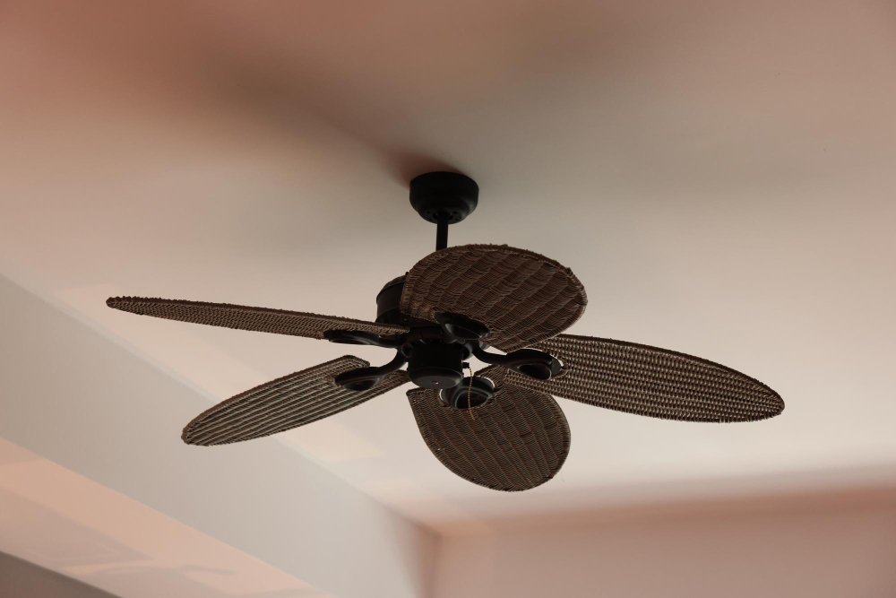 Decorative ceiling fan with textured blades for interior design